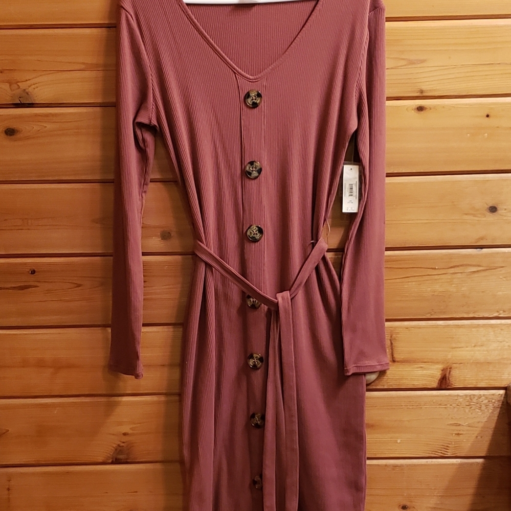 Button detail sweater dress